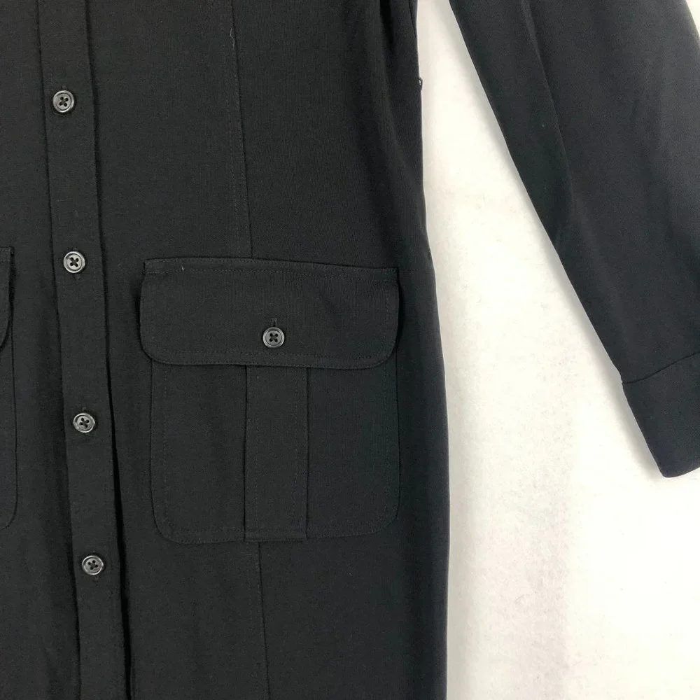 LRL Lauren Ralph Lauren Women's Size Medium Black Button Front Collared Dress - Picture 3 of 9